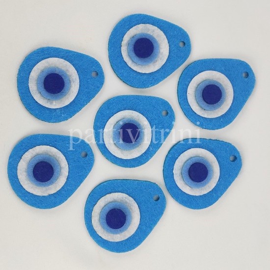 Keçe Nazar Boncuğu Mavi 5 Adet 6 cm x 6.7 cm