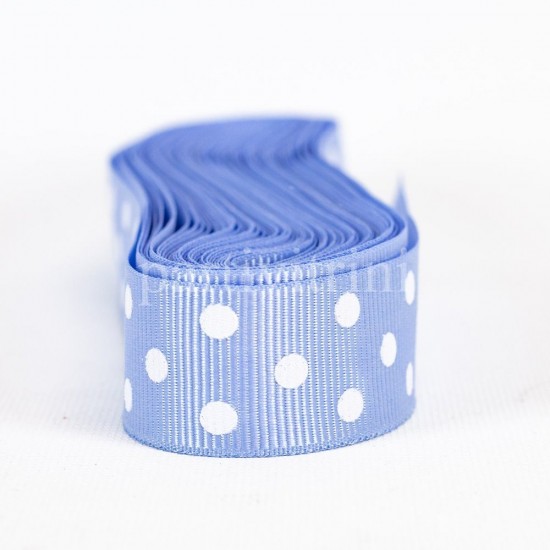 Mavi Renk Puantiyeli Grogren Kurdela 2 Cm. X 10 Metre