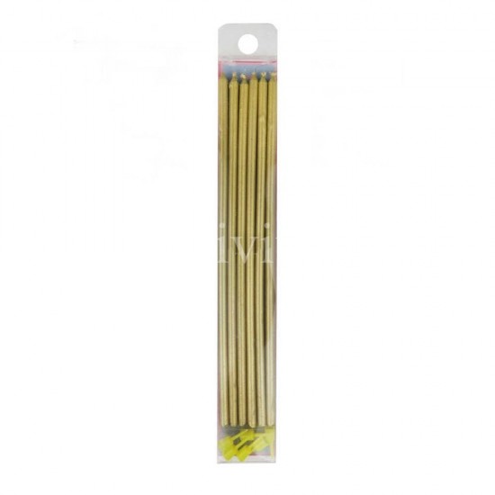 Metalik Gold Çubuk Mum 20 cm 6 Adet