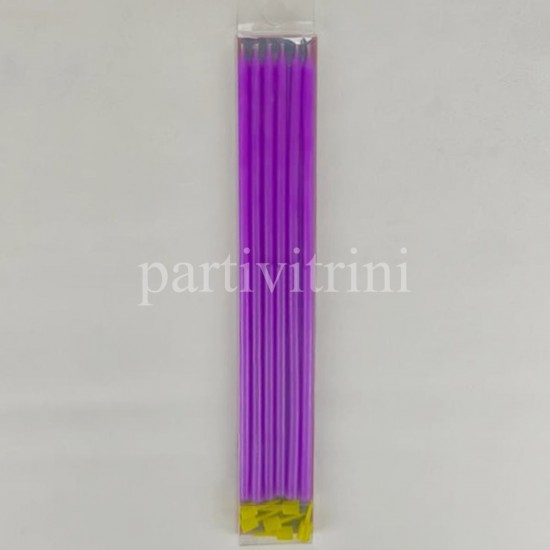 Mor Çubuk Mum 20 cm 6 Adet