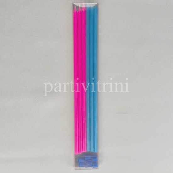 Pembe Mavi Çubuk Mum 20 cm 6 Adet Pembe Mavi Çubuk Mum 20 cm 6 Adet