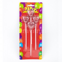 Rose Gold Renk Kalp Şeklinde 4 lü Uzun Mum Seti