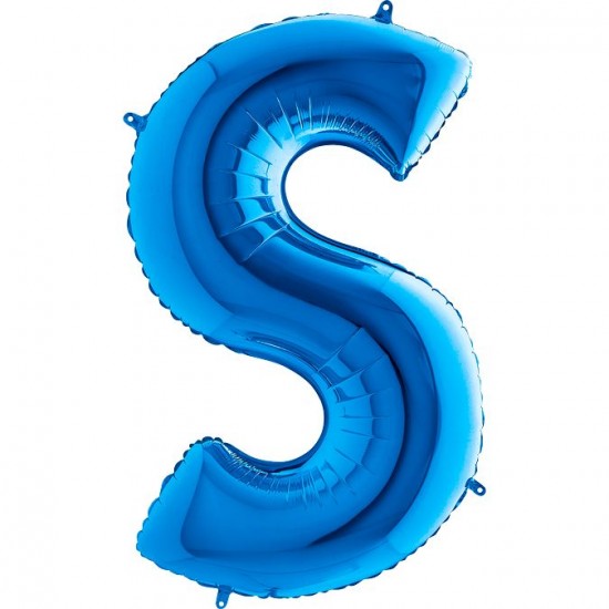 S Harf Grabo Mavi Folyo Balon 102 cm