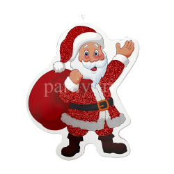 Noel Baba Simli Strafor Kapı Süsü 25 cm Noel Baba Simli Strafor Kapı Süsü 25 cm