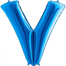 V Harf Grabo Mavi Folyo Balon 102 cm V Harf Grabo Mavi Folyo Balon 102 cm