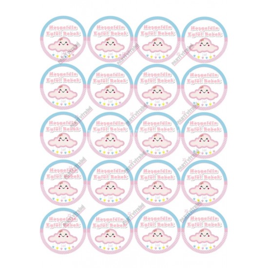 Yeni Doğan Kız Bebek Temalı Kurabiye ve Cupcake Üstü Şekerli Kağıt Baskısı Yeni Doğan Kız Bebek Temalı Kurabiye ve Cupcake Üstü Şekerli Kağıt Baskısı