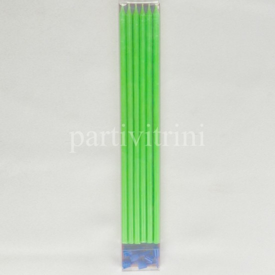 Fosforlu Yeşil Çubuk Mum 20 cm 6 Adet