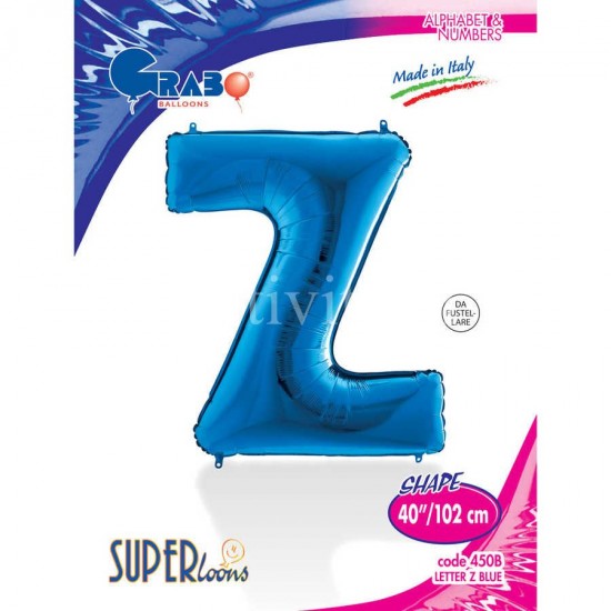 Z Harf Grabo Mavi Folyo Balon 102 cm