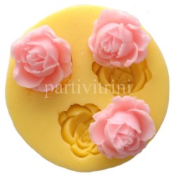 Üçlü Gül Şeklinde Silikon Pasta ve Şeker Hamuru Kalıbı