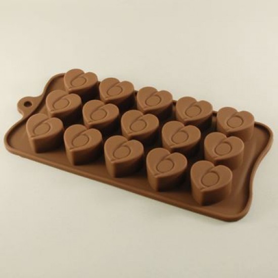 Ortası Yuvarlak Desenli Kalp Figürlü Çikolata Kalıbı - Sabun Kalıbı