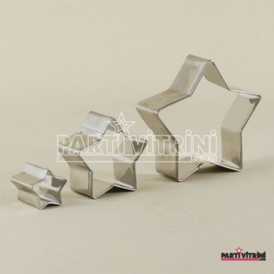 Yıldız Şeklinde 3 Boy Kurabiye Kalıbı 1.5 - 3.5 - 5.5 Cm