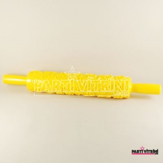 Çiçek Desenli Şeker Hamuru İçin Sarı Merdane 39 Cm