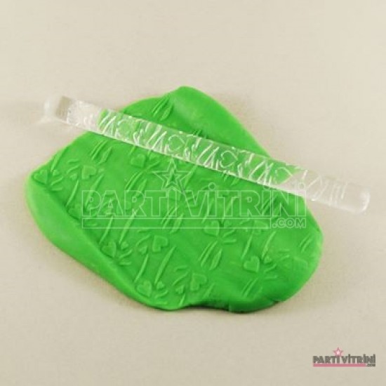 Kalp Ve Dekoratif Figür Desenli Akrilik Mini Merdane 16.5 Cm