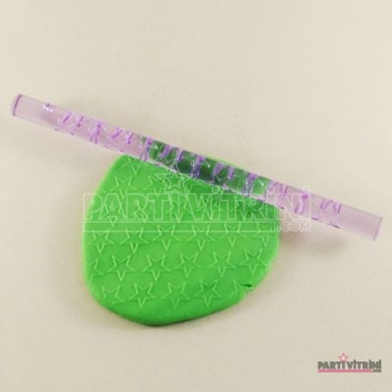 Yıldız Desenli Akrilik Kalem Merdane 21 Cm