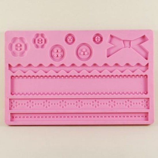 Düğme - Fiyonk Tekrarlı Desenli Silikon Kalıp