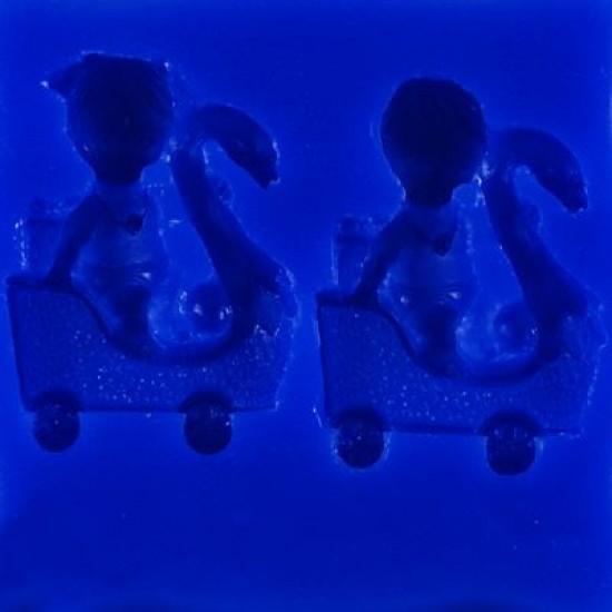 Kuğuya Binen Kız Ve Erkek Bebek Silikon Şeker Hamuru Ve Sabun Kalıbı