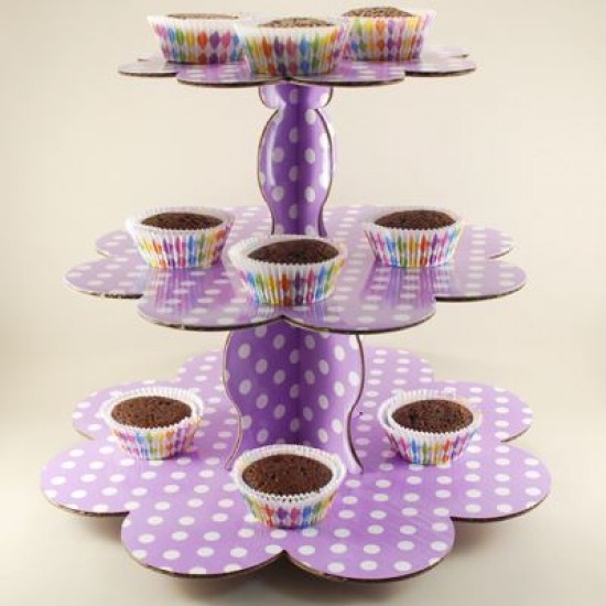 Mor Renkli Puantiyeli Kek Standı