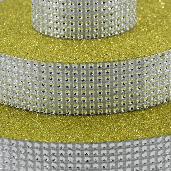 Strafor Pasta Standı Gold Renk Taşlı 3 Katlı