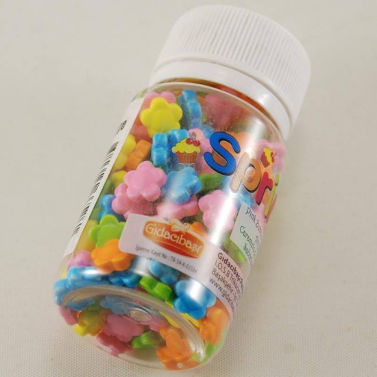 Çiçek Şeklinde Renkli Draje Süsleme Şekeri 45 Gr