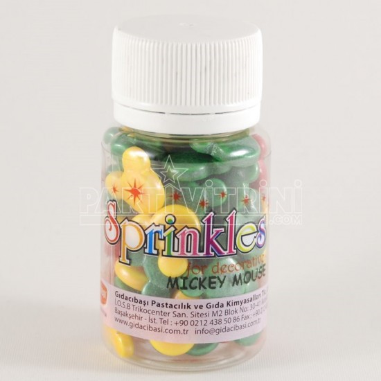 Mickey Mouse Şeklinde Renkli Draje Süsleme Şekeri 45 Gr