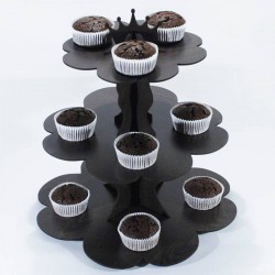 Ahşap Kek Standı 3 Katlı Çiçek Model