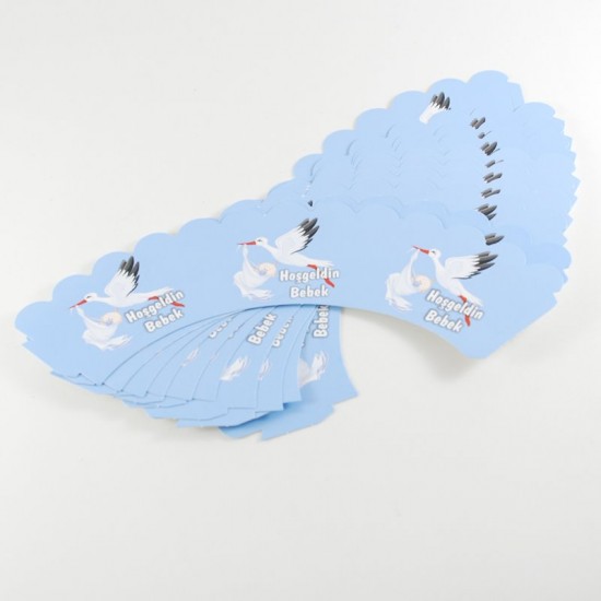 Hoşgeldin Bebek Mavi Cupcake Kenar Süsü 10 Adet