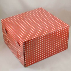 Kırmızı Puantiyeli Pasta Kutusu 30x30x17 Cm