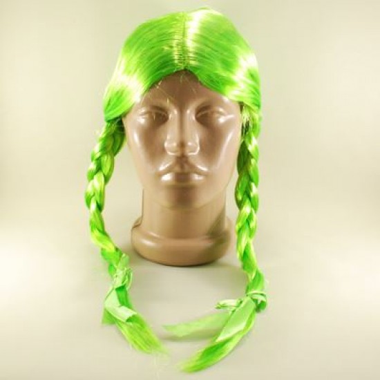 Yeşil Renkli İki Yandan Örgülü Saç Peruk