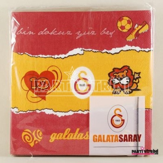 Galatasaray Sarı Kırmızı Logolu Lisanslı Parti Peçetesi 20 Adet