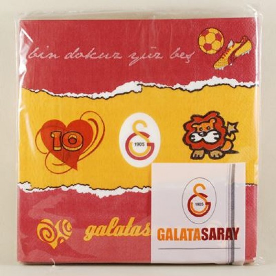 Galatasaray Sarı Kırmızı Logolu Lisanslı Parti Peçetesi 20 Adet