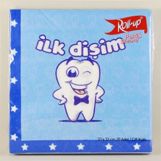 İlk Dişim Diş Görselli Mavi Peçete