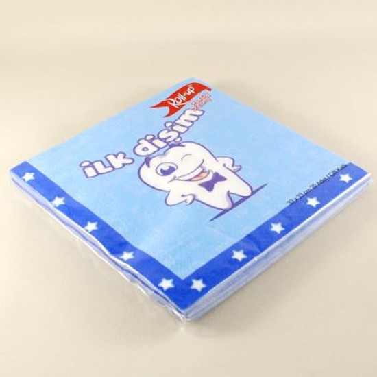 İlk Dişim Diş Görselli Mavi Peçete