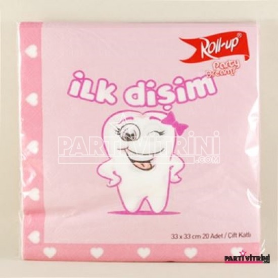 İlk Dişim Diş Görselli Pembe Peçete