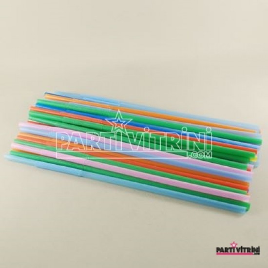 Karışık Renkli Artistik Körüklü Parti Pipeti 50 Adet