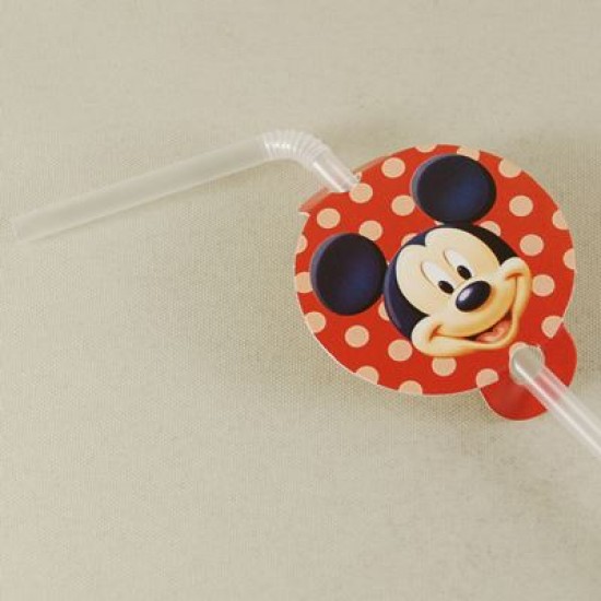 Mickey Mouse Resimli Şeffaf Körüklü Parti Pipeti