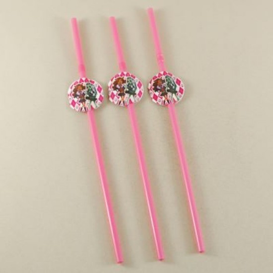 Monster High Temalı Pembe Körüklü Parti Pipeti 10 Adet