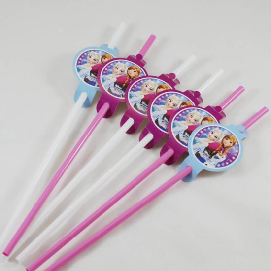 Prenses Elsa Ve Anna Resimli Şeffaf Körüklü Parti Pipeti