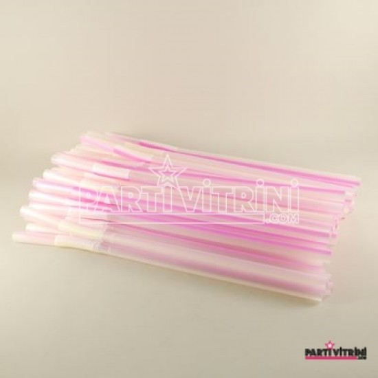 Şeffaf Pembe Ekstra Kalın Uzun Körüklü Frozen Parti Pipeti 50 Adet