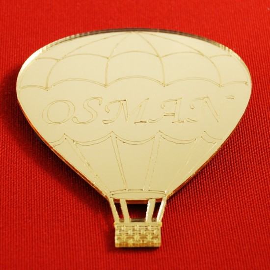 Balon Şeklinde İsim Yazılabilir Altın Renk Pleksi Ayna