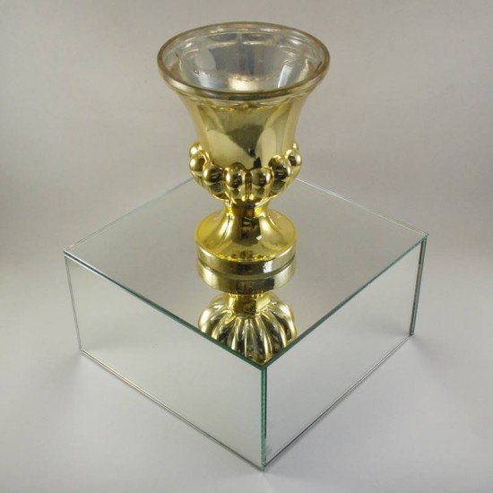 Ayna Stand Vazo Altlığı Cam Ayna 25x25x10 Cm