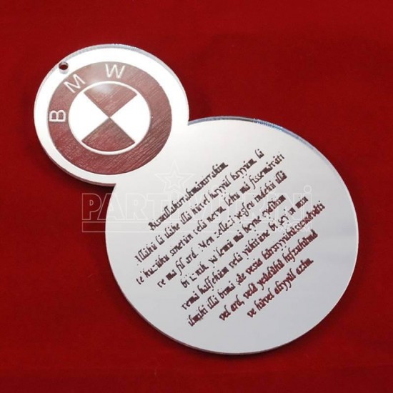 Logolu Ve Ayetel Kürsi Yazılı Pleksi Ayna Dikiz Ayna Süsü