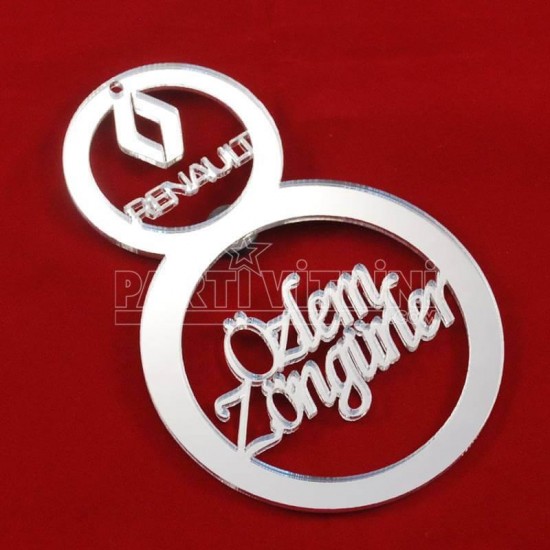 Logolu Ve İsim Yazılı Pleksi Ayna Dikiz Ayna Süsü