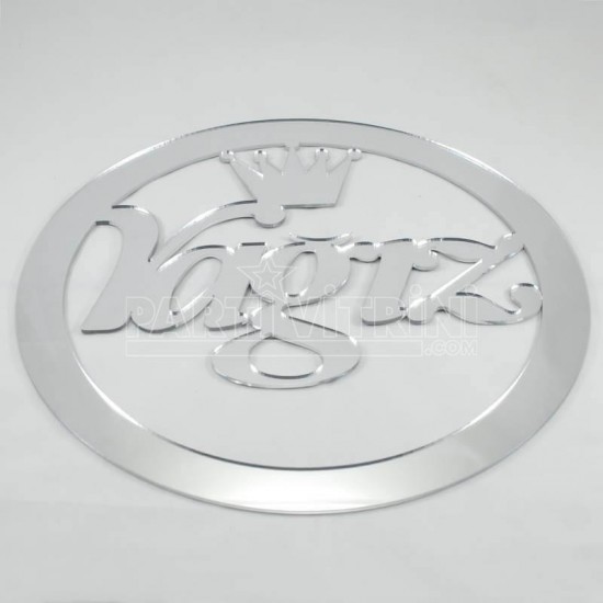 Kapı Süsü İsim Yazılabilen Taçlı Yuvarlak Pleksi Ayna