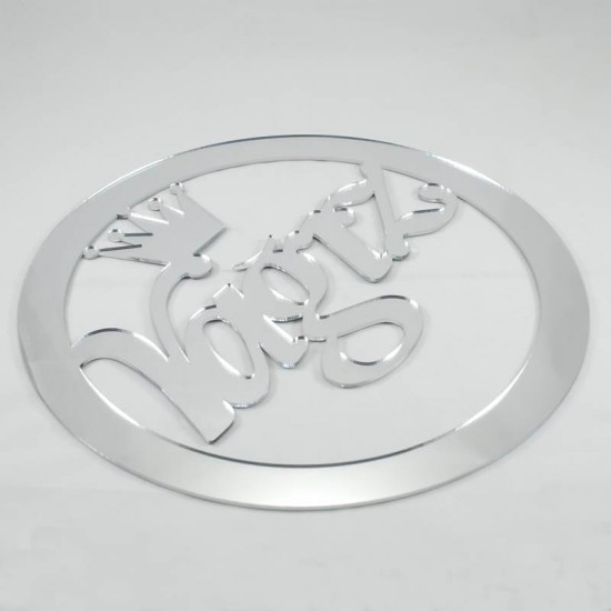 Kapı Süsü İsim Yazılabilen Taçlı Yuvarlak Pleksi Ayna