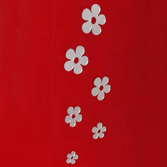 Pleksi Ayna Dekoratif Çiçekler Duvar Süsü