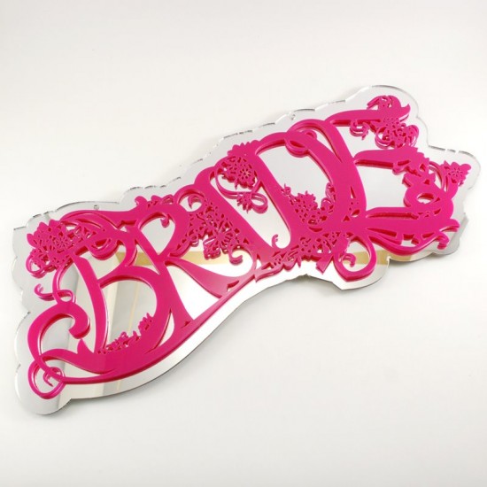 Gelin Kapı Süsü Pembe Bride Yazılı Pleksi Ayna