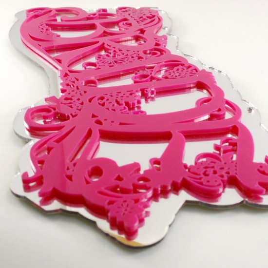 Gelin Kapı Süsü Pembe Bride Yazılı Pleksi Ayna