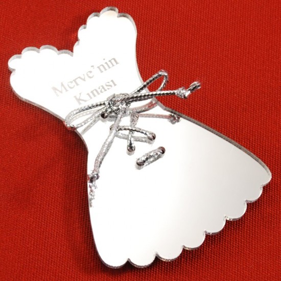 Gelinlik Figürlü Süslenmiş İsim Yazılan Pleksi Ayna