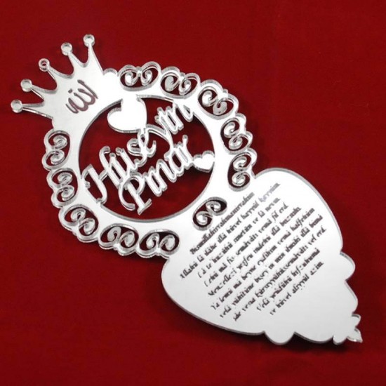 İsim Ve Ayetel Kürsi Yazılı İşlemeli Nar Pleksi Ayna Dikiz Ayna Süsü