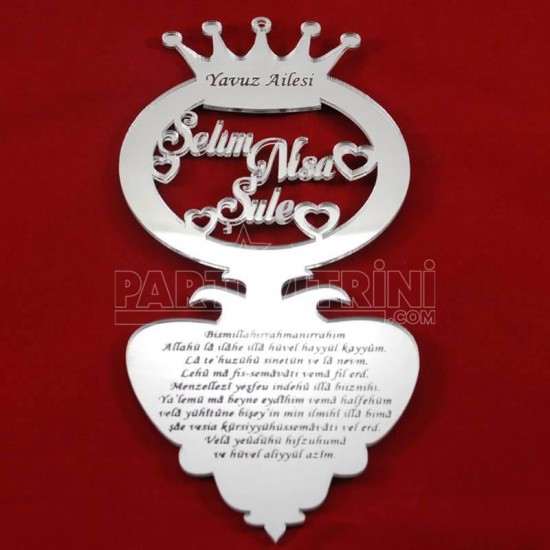 İsim Ve Ayetel Kürsi Yazılı Nar Pleksi Ayna Dikiz Ayna Süsü